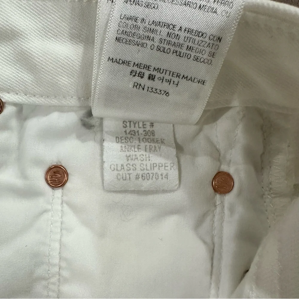 Mother The Looker Ankle Fray Crop Jean in Glass Slipper White Size 28